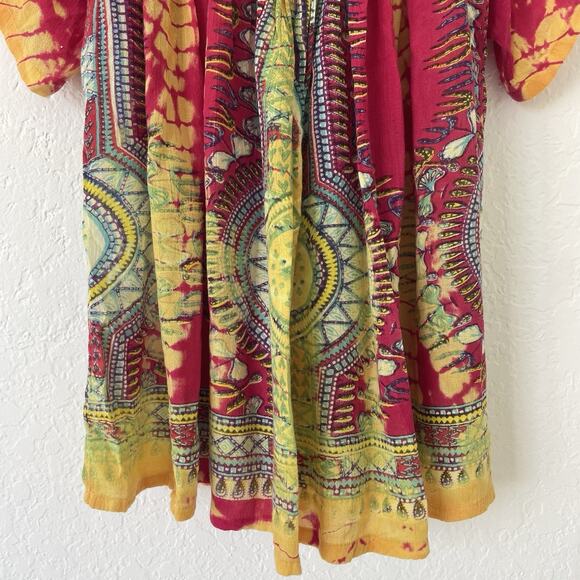 Sacred Threads Boho Tie Dye Top V-Neck Short Sleeve Flowy Hippie Festival S/M - Picture 5 of 14